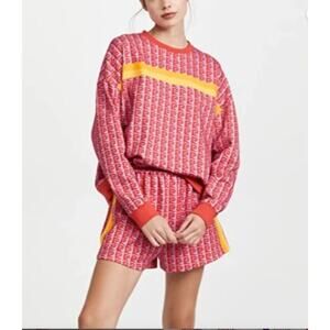 Rhode Track Cherry Monogram Shorts + Sweatshirt SET